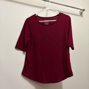 🤍 Apt. 9 Maroon Ribbed Top – Soft & Work-Ready 🤍 Small